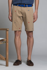 REY ALOHA CHINO SHORT IN TWILL WITH EMBROIDERY