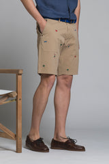 REY ALOHA CHINO SHORT IN TWILL WITH EMBROIDERY
