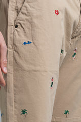 REY ALOHA CHINO SHORT IN TWILL WITH EMBROIDERY