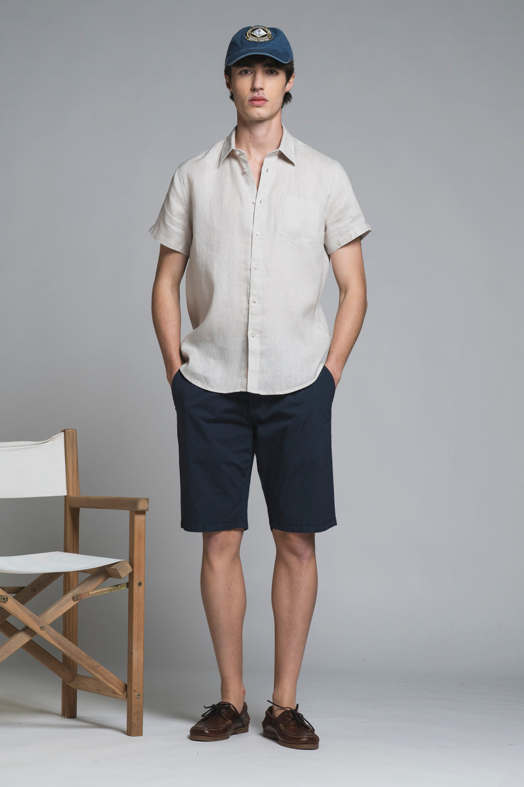 LARS KOREAN SHIRT IN SEERSUCKER