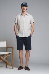 MARK SHIRT ITALIAN COLLAR IN 100% LINEN