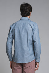 LARS KOREAN SHIRT IN SEERSUCKER