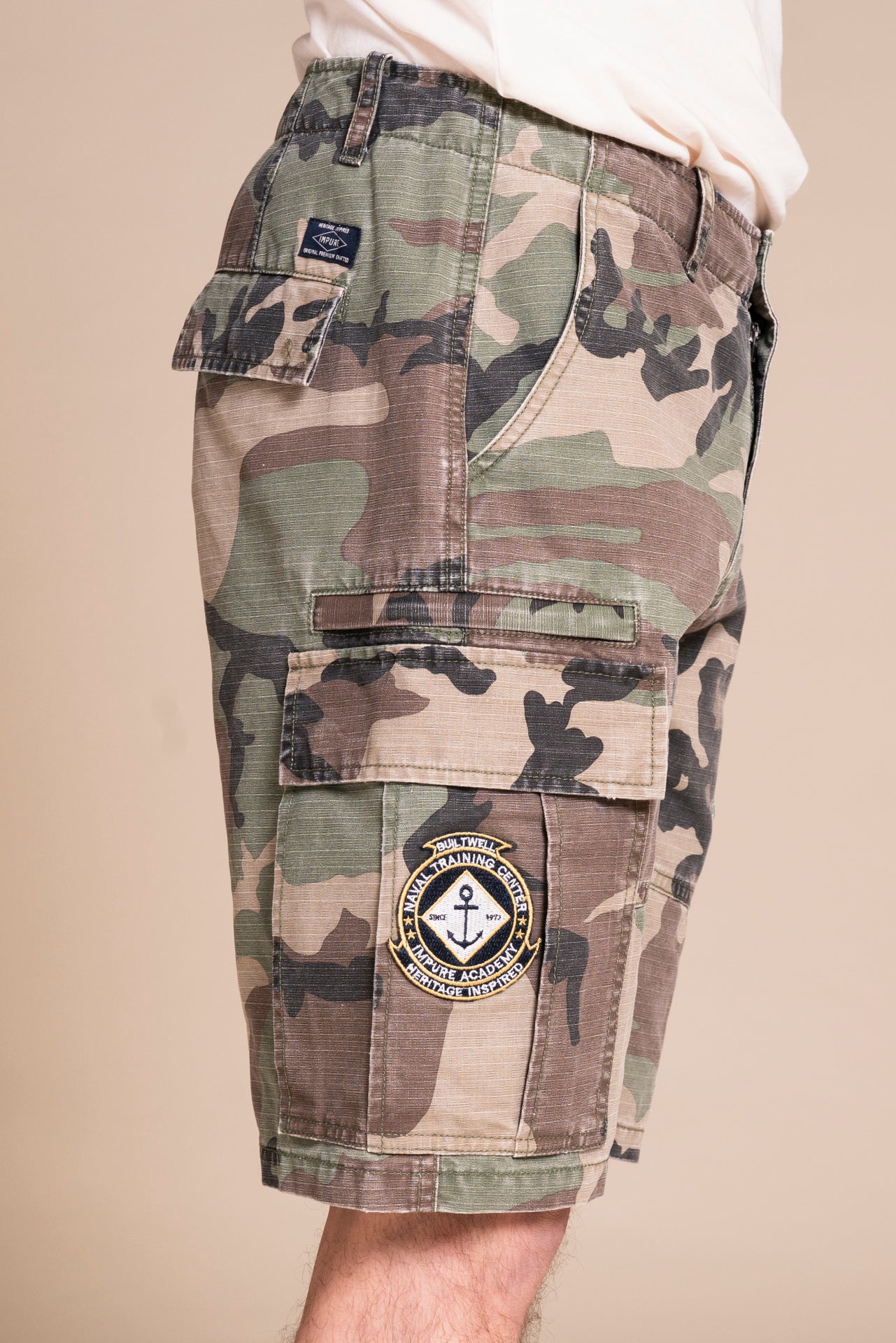 STONE CARGO SHORT IN RIP STOP CON PATCH