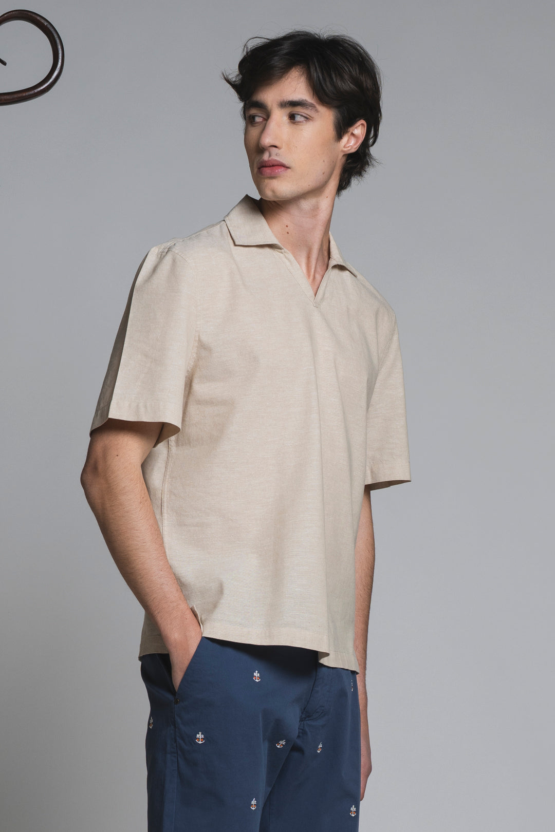 JAMIE POLO SKIPPER IN MIXED LINEN