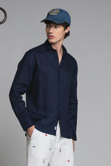 LARS KOREAN SHIRT IN SEERSUCKER