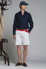 REY ALOHA CHINO SHORT IN TWILL WITH EMBROIDERY