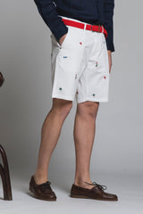 REY ALOHA CHINO SHORT IN TWILL WITH EMBROIDERY