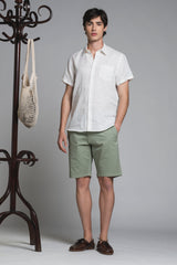 MARK SHIRT ITALIAN COLLAR IN 100% LINEN