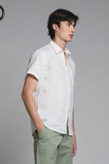 MARK SHIRT ITALIAN COLLAR IN 100% LINEN