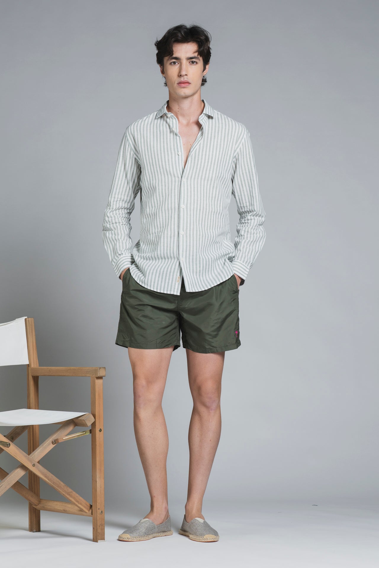 RILEY COLLAR FRENCH MIXED LINEN STRIPE