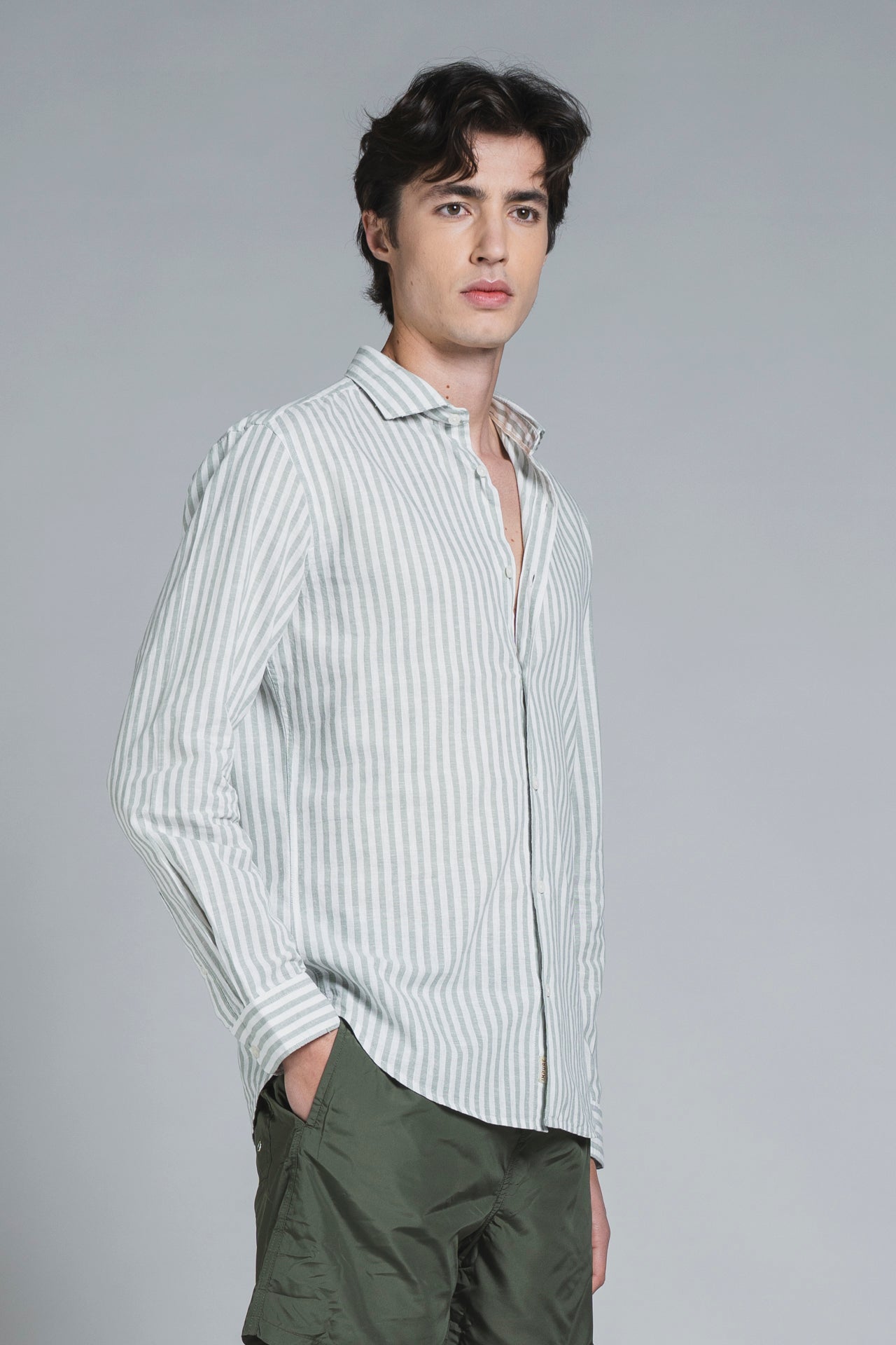 RILEY COLLAR FRENCH MIXED LINEN STRIPE