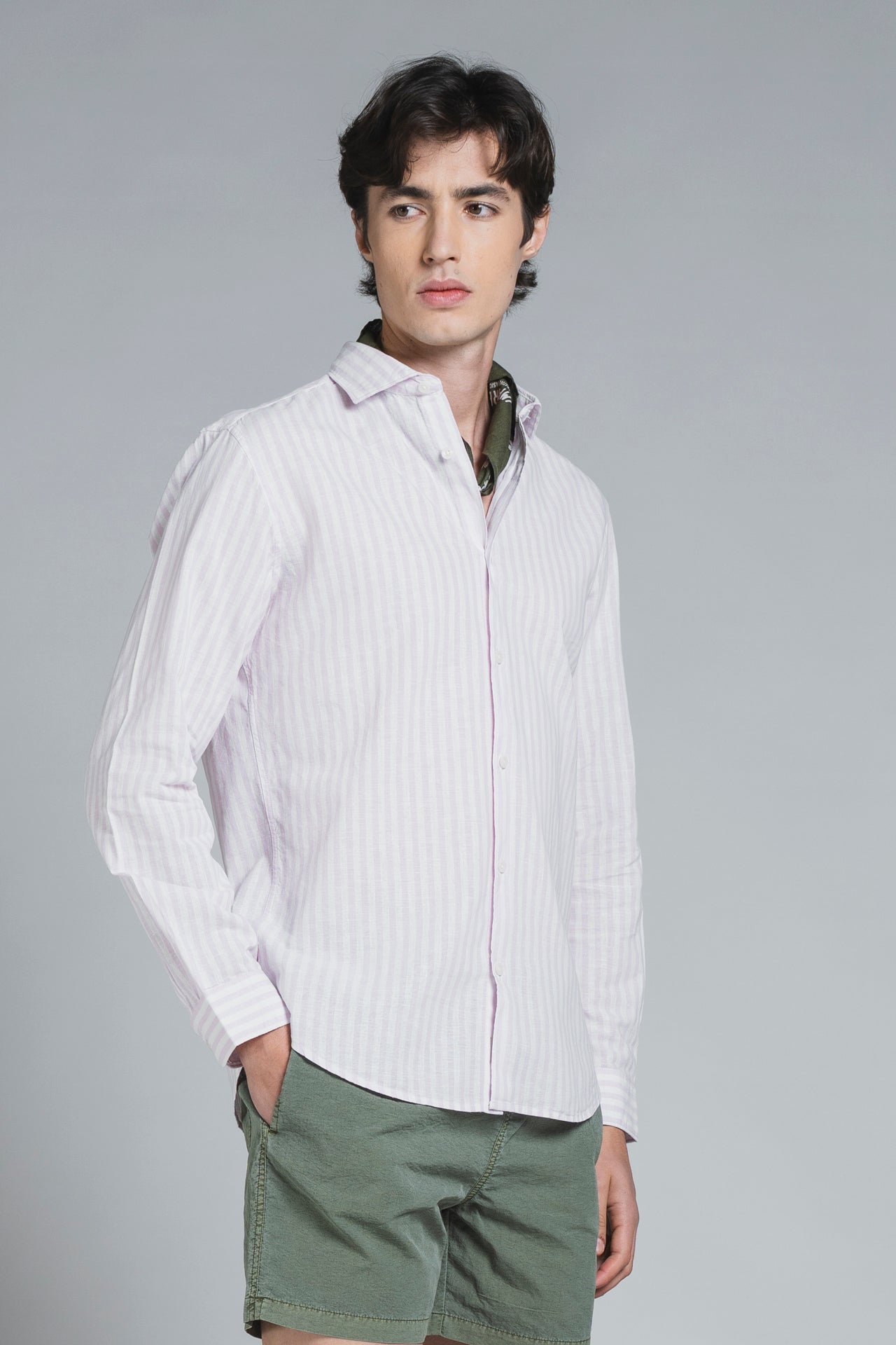 RILEY COLLAR FRENCH MIXED LINEN STRIPE