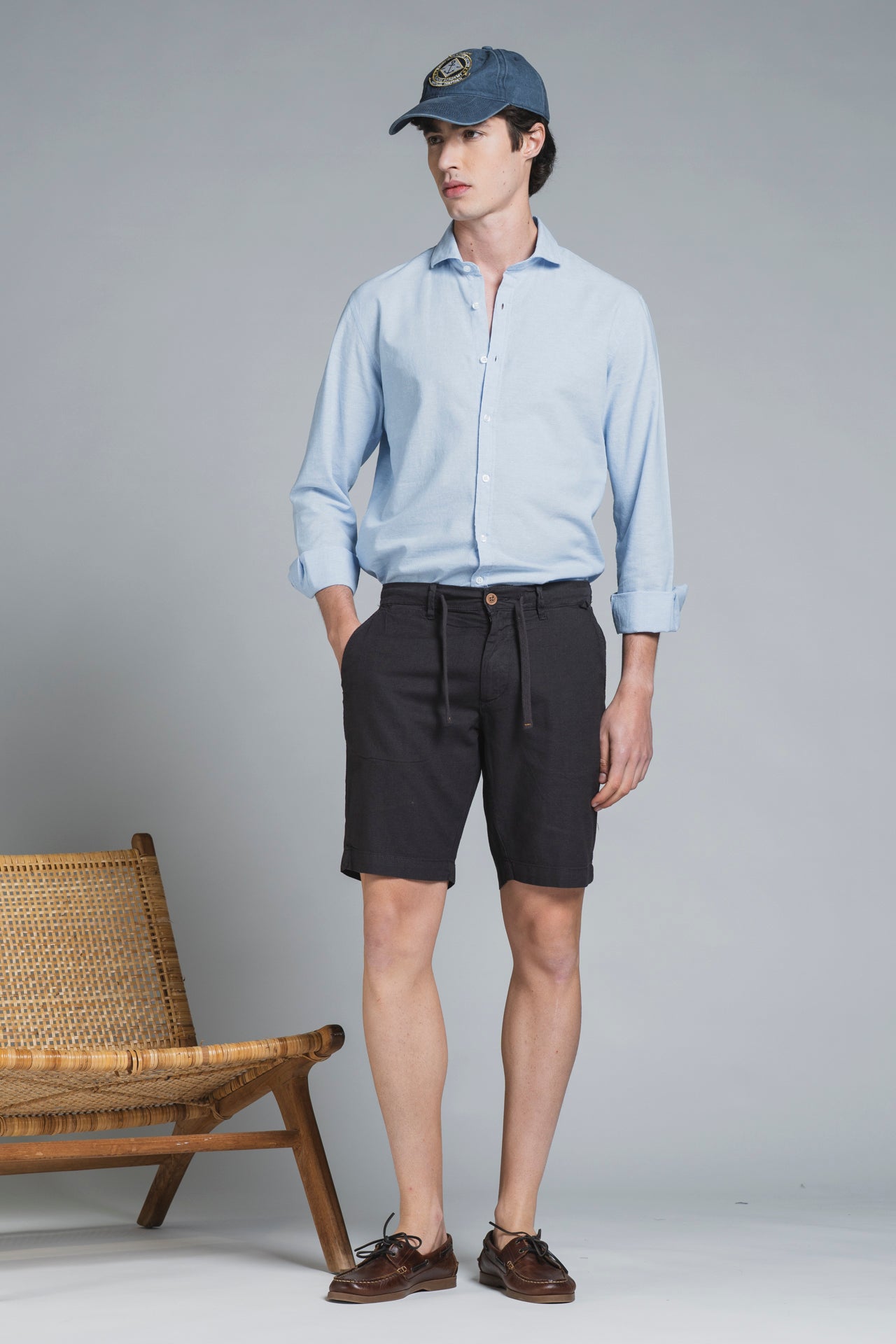 NILS CHINO SHORT IN MIXED LINEN