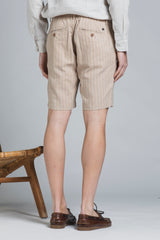 NILS CHINO SHORT IN MIXED LINEN STRIPE
