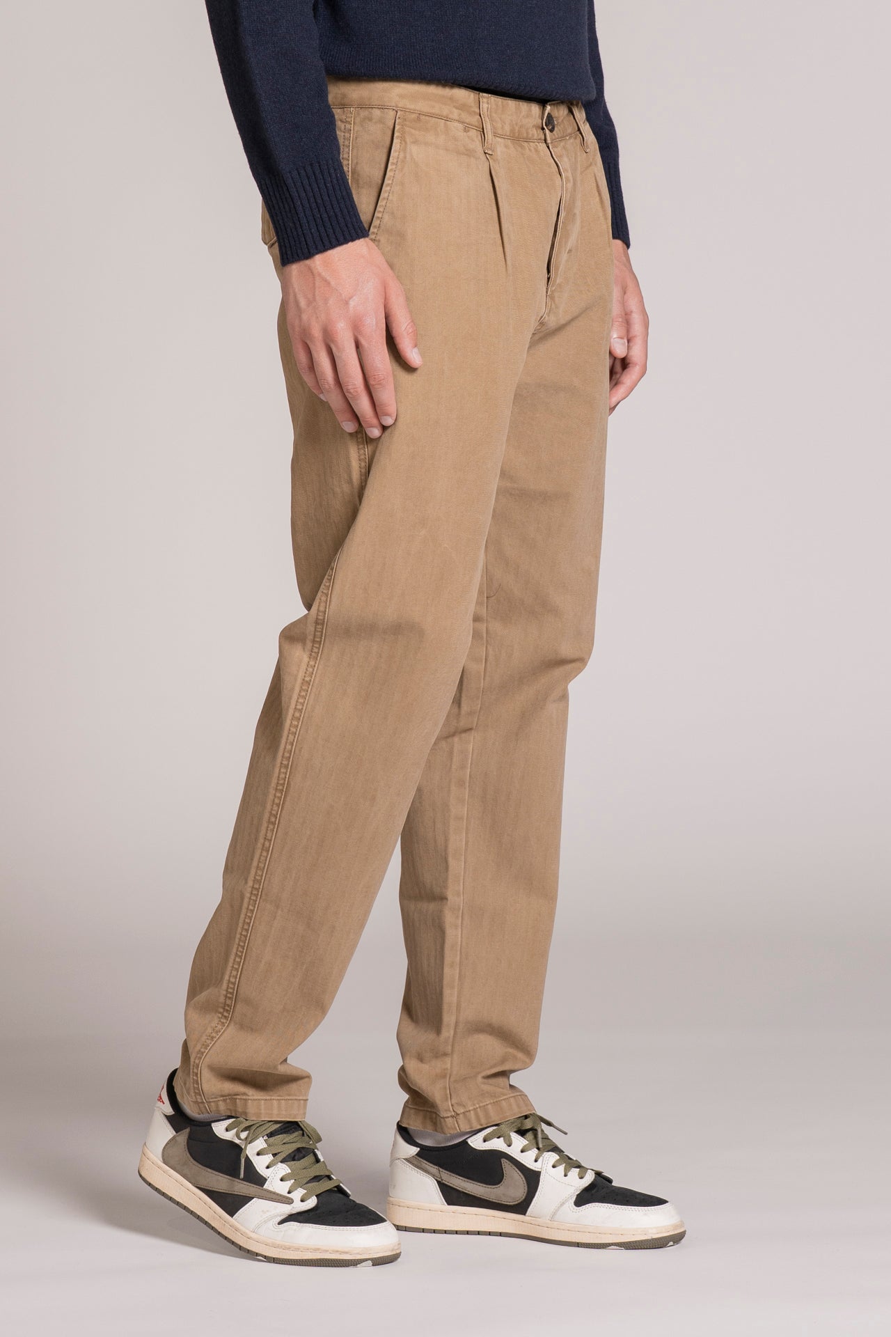 MIHARA CHINO LONG IN HERRIGBONE