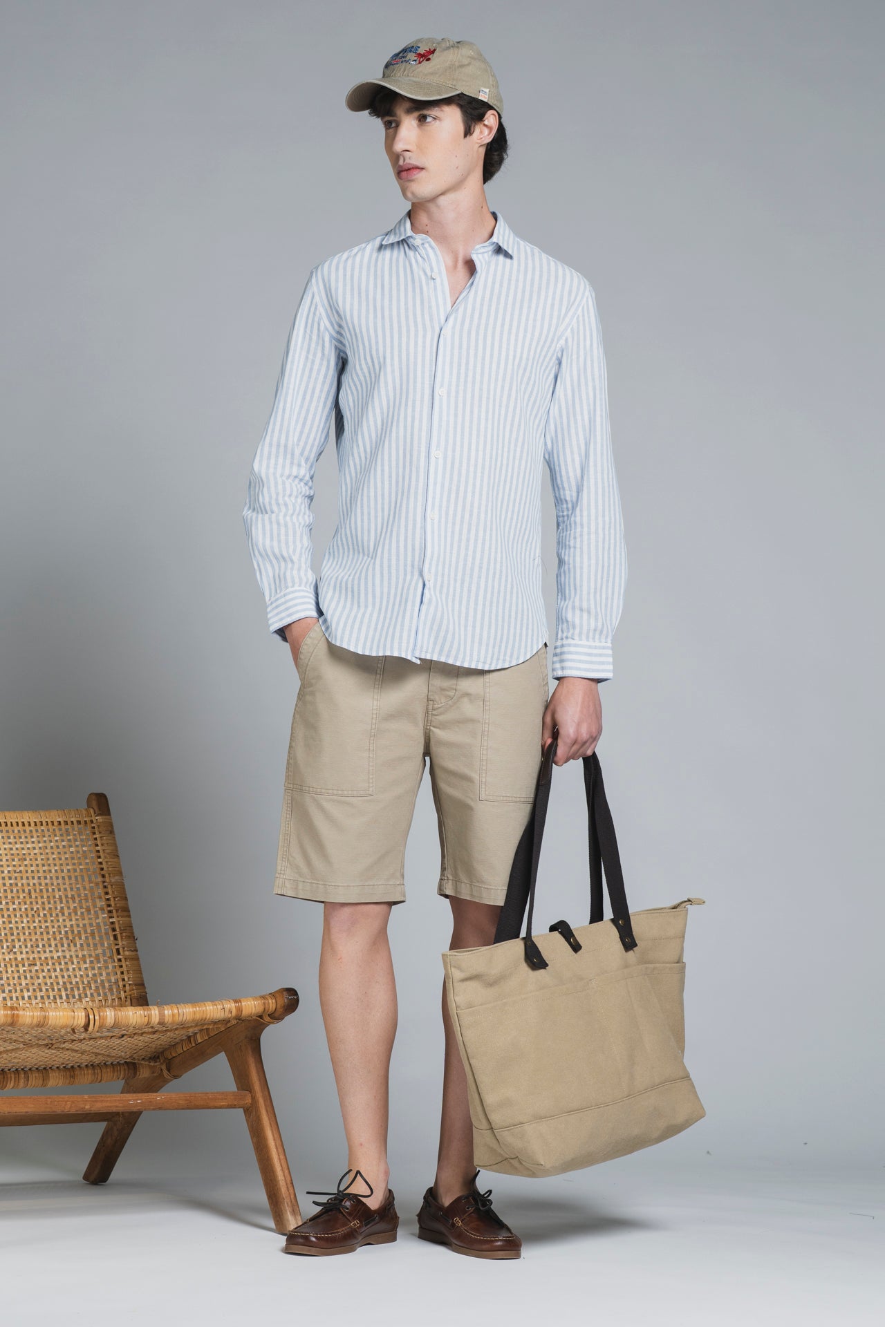 RILEY COLLAR FRENCH MIXED LINEN STRIPE