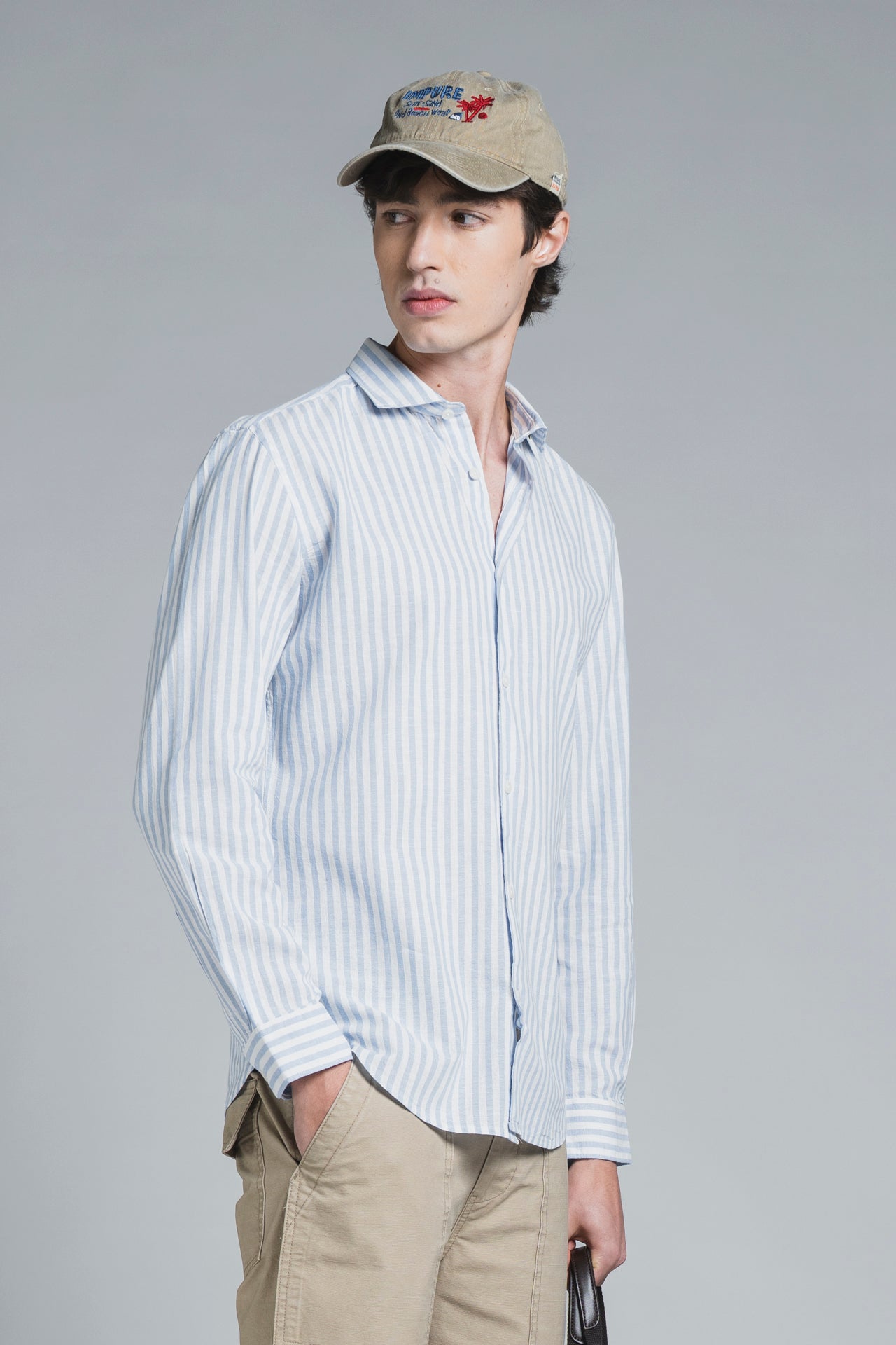 RILEY COLLAR FRENCH MIXED LINEN STRIPE