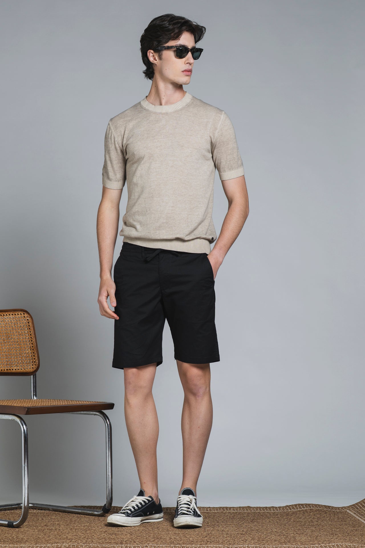 BARNES CHIBO SHORT IN POPELINE CANVAS