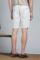 NILS CHINO SHORT IN MIXED LINEN STRIPE