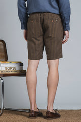 NILS CHINO SHORT IN MIXED LINEN STRIPE