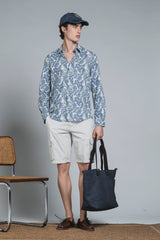 LUIS SHIRT ITALIAN COLLAR MIXED LINEN