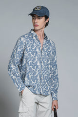 LUIS SHIRT ITALIAN COLLAR MIXED LINEN