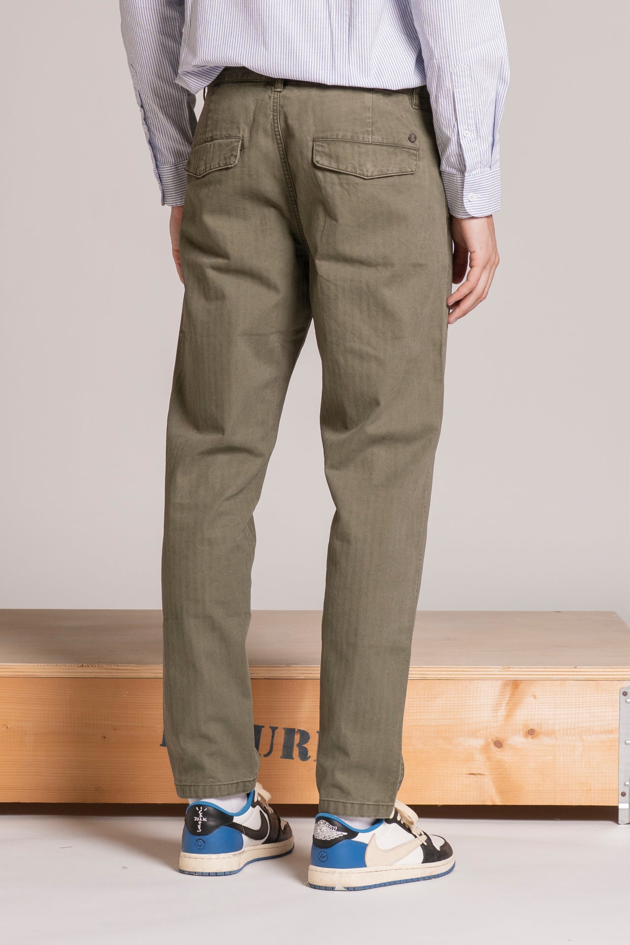 MIHARA CHINO LONG IN HERRIGBONE