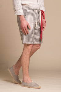 NILS LNS CHINO SHORT MIXED LINEN STRIPE