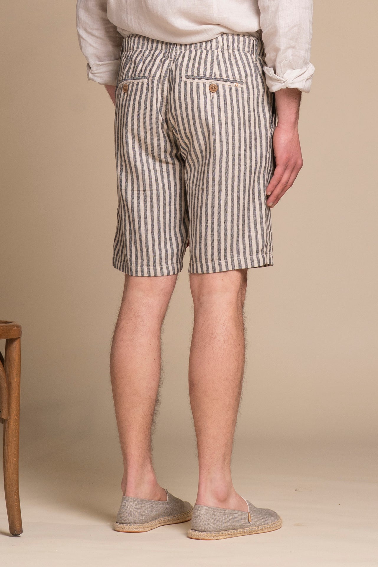 NILS LNS CHINO SHORT MIXED LINEN STRIPE