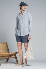 RILEY COLLAR FRENCH MIXED LINEN STRIPE