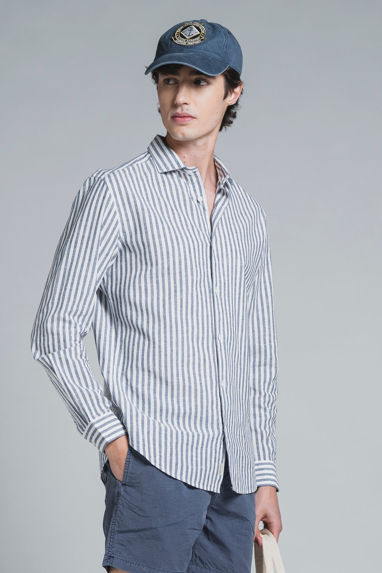 RILEY COLLAR FRENCH MIXED LINEN STRIPE