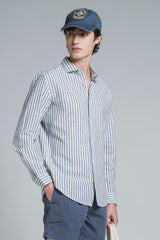 RILEY COLLAR FRENCH MIXED LINEN STRIPE