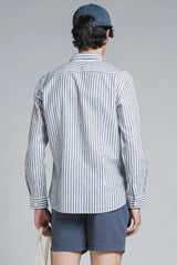 RILEY COLLAR FRENCH MIXED LINEN STRIPE