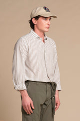 RILEY FRENCH COLLAR IN MIXED LINEN STRIPE