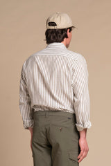 RILEY FRENCH COLLAR IN MIXED LINEN STRIPE