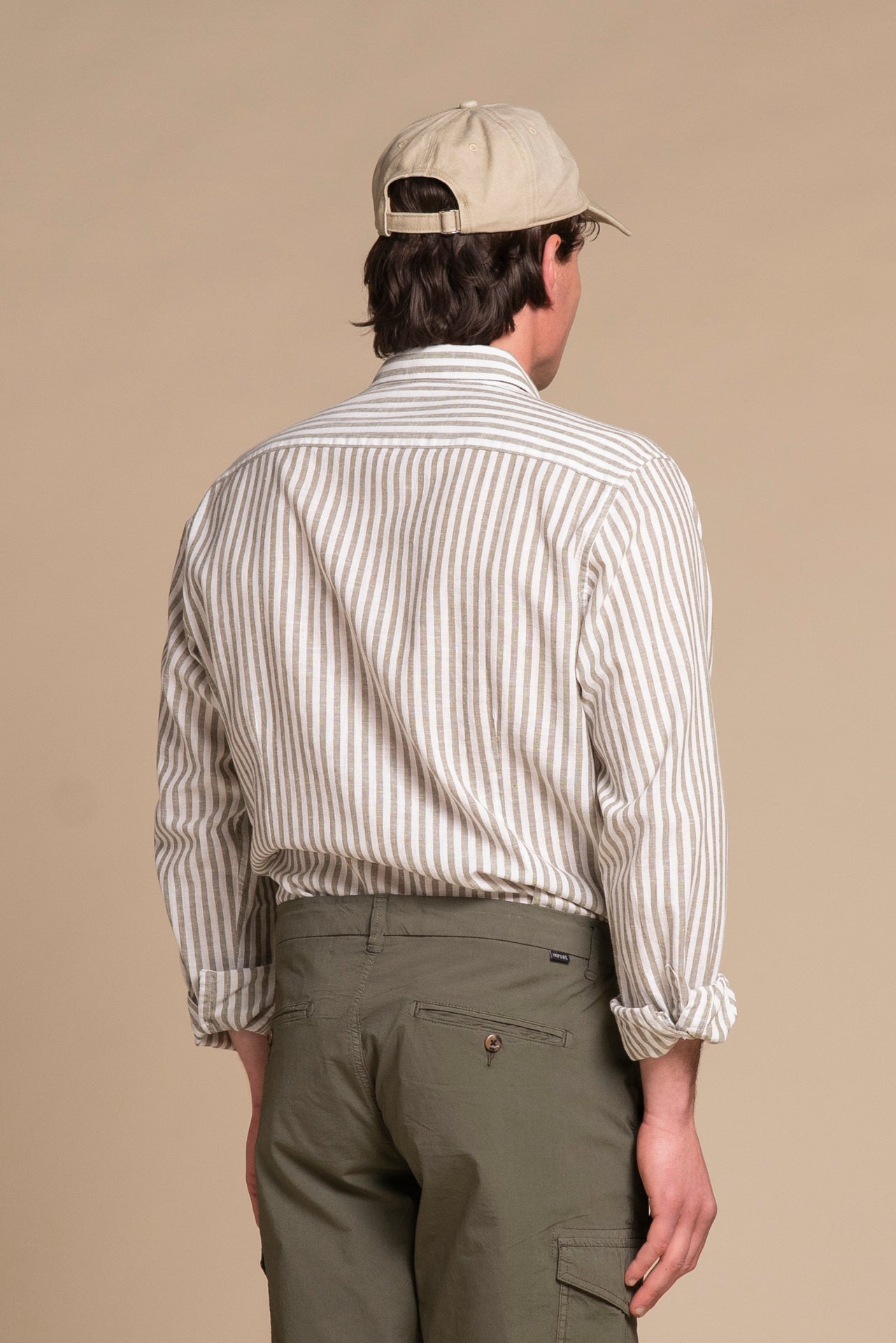 RILEY FRENCH COLLAR IN MIXED LINEN STRIPE