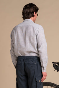RILEY FRENCH COLLAR IN MIXED LINEN STRIPE
