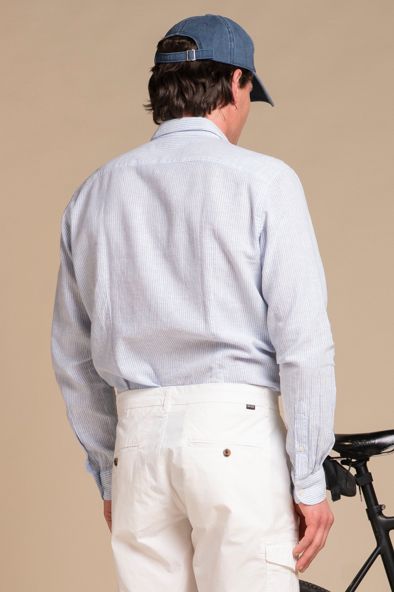 RILEY FRENCH COLLAR IN MIXED LINEN STRIPE