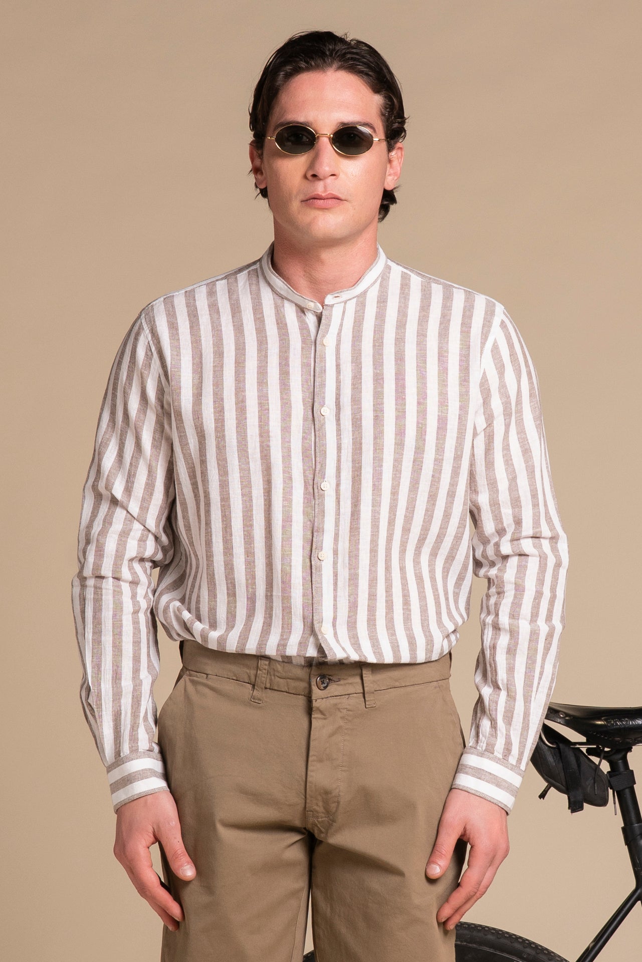 KOREAN LARS IN MIXED LINEN STRIPE