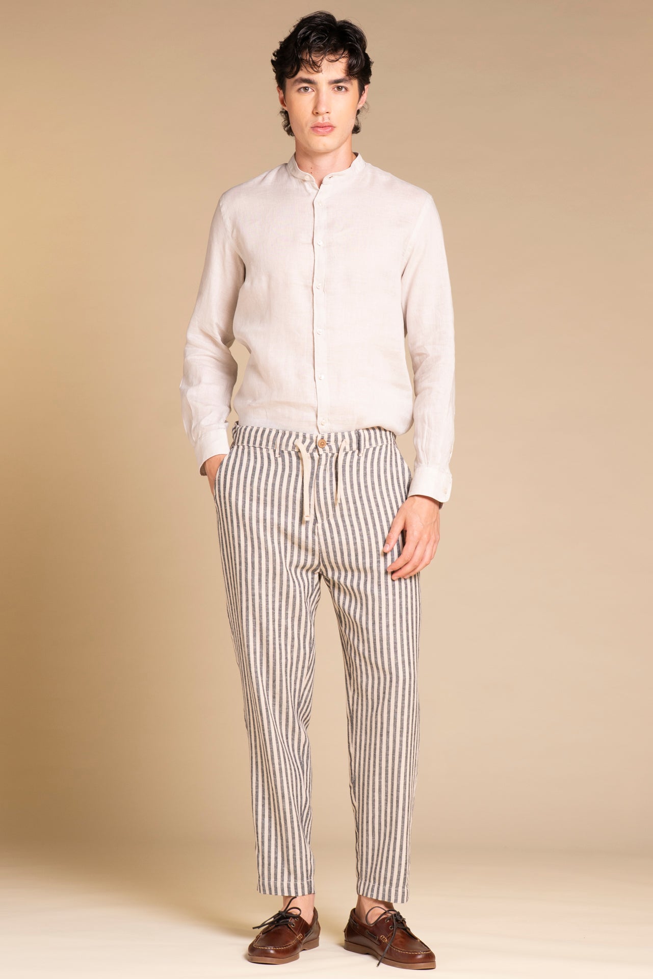 MILES CHINO LONG LINEN STRIPE