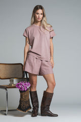 LENA CHINO SHORT PANTS IN 100% LINEN