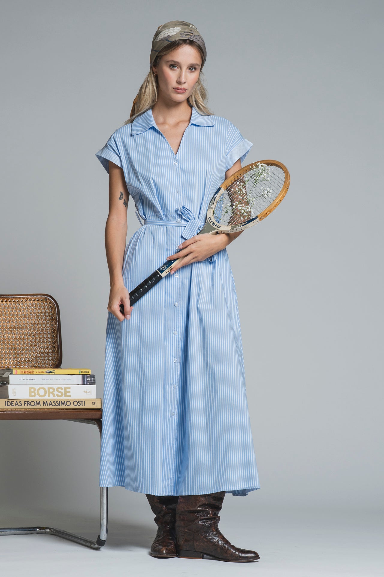 ARES DRESS SHIRT IN POPELINE STRIPE