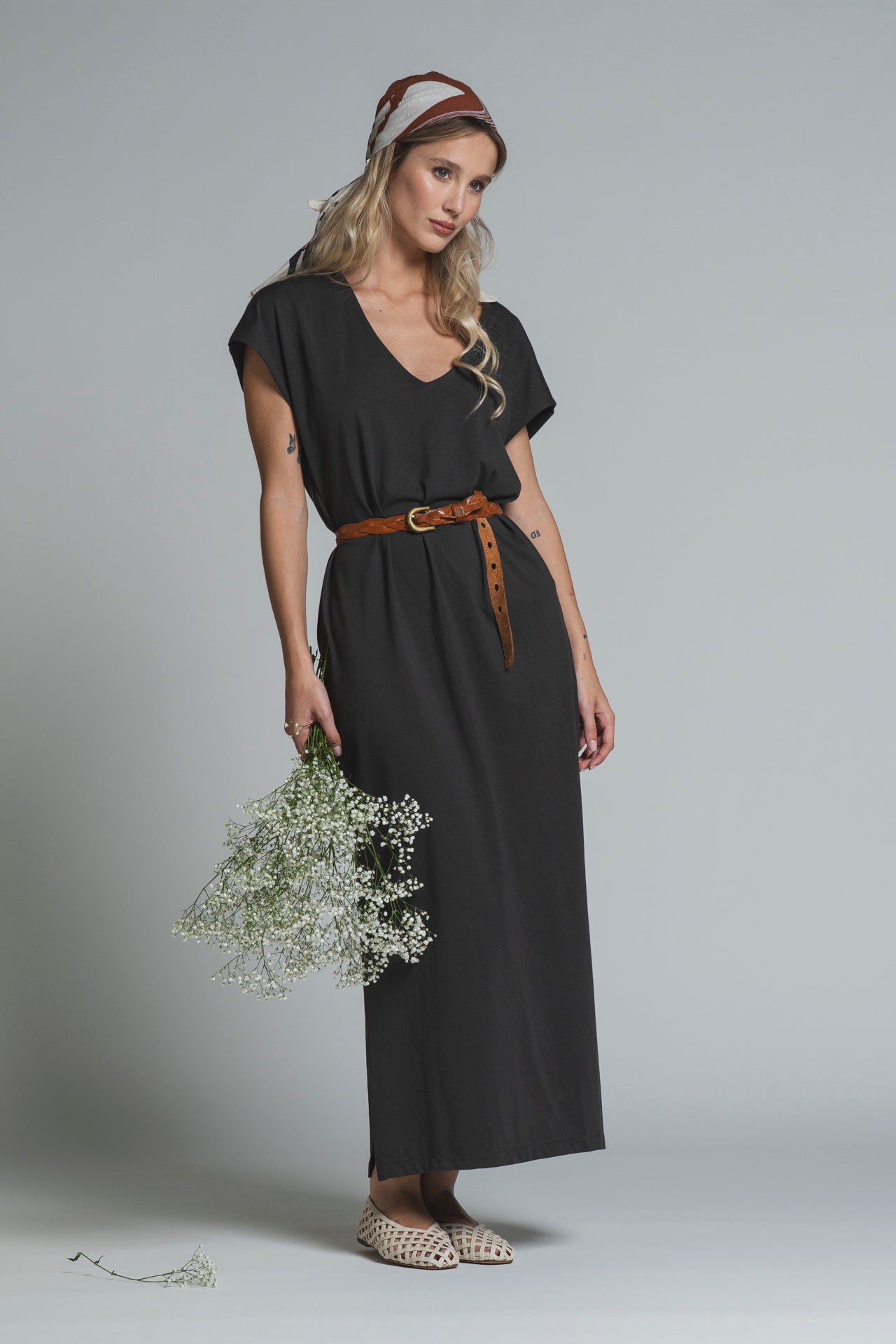 ANNA DRESS V NECK IN JERSEY