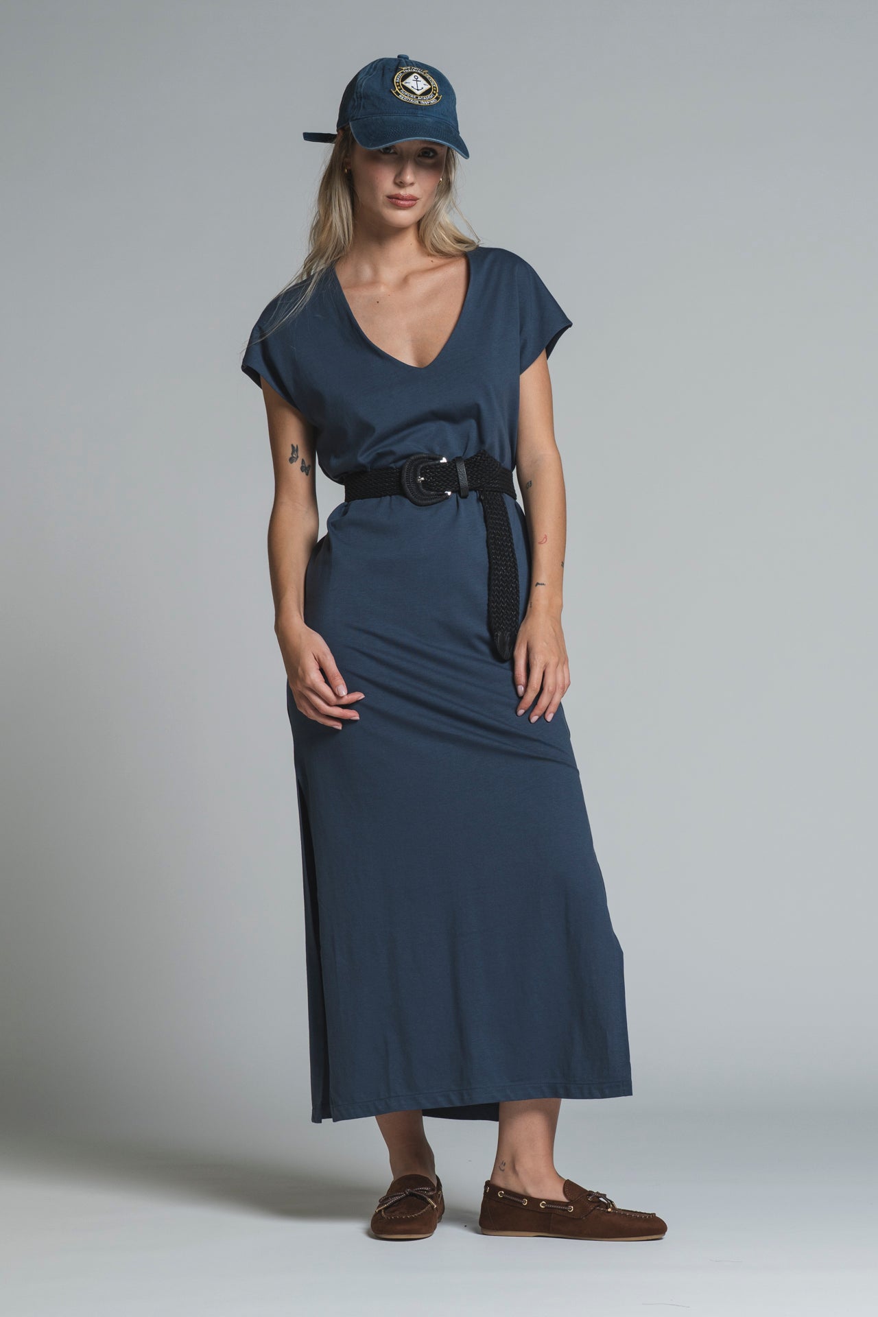 ANNA DRESS V NECK IN JERSEY