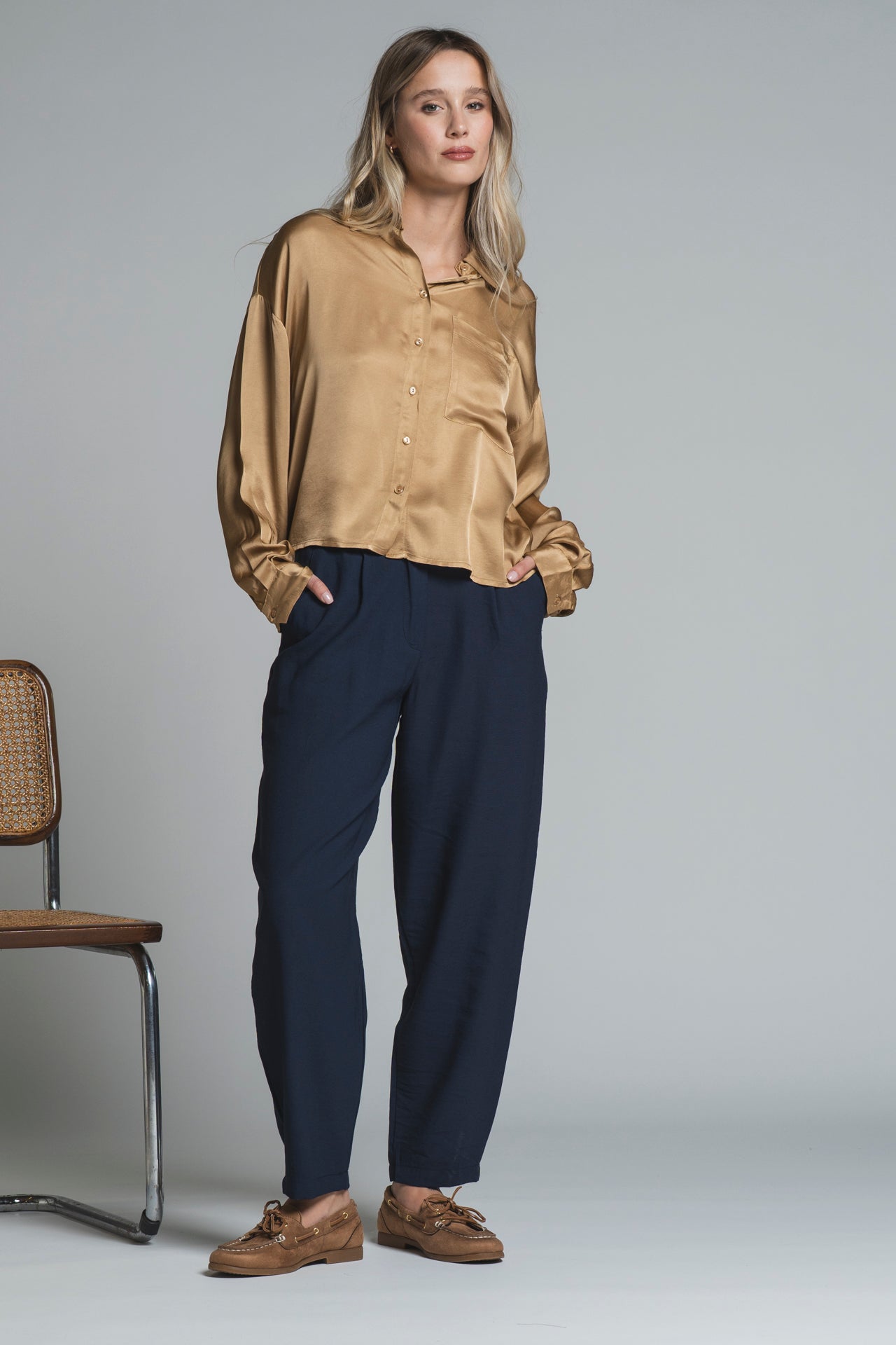 TANIT CHINO LONG IN MIXED VISCOSA
