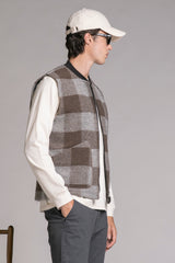 TERRY GILET IN BOILED WOOL CHECK