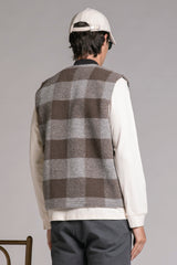 TERRY GILET IN BOILED WOOL CHECK