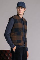 TERRY GILET IN BOILED WOOL CHECK