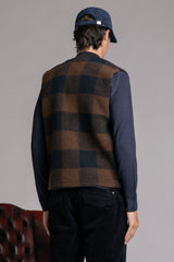 TERRY GILET IN BOILED WOOL CHECK