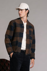DOVER CARDIGAN IN BOILED WOOL CHECK